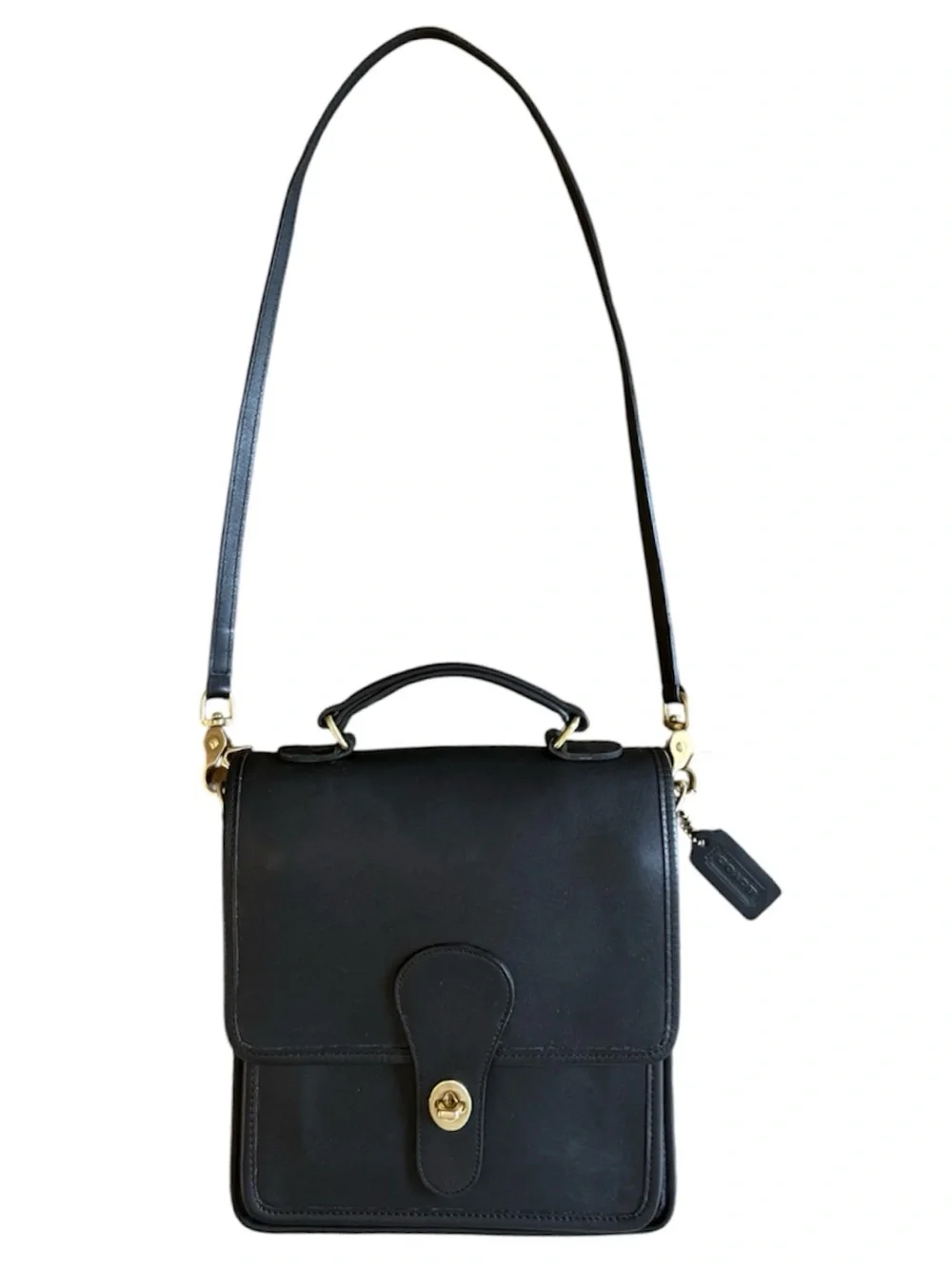 VINTAGE COACH BLACK LEATHER STATION BAG - PRISTINE MINT - AUTHENTIC